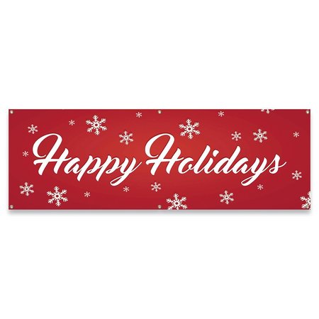 SIGNMISSION Happy Holidays Banner Concession Stand Food Truck Single Sided B-72-30085